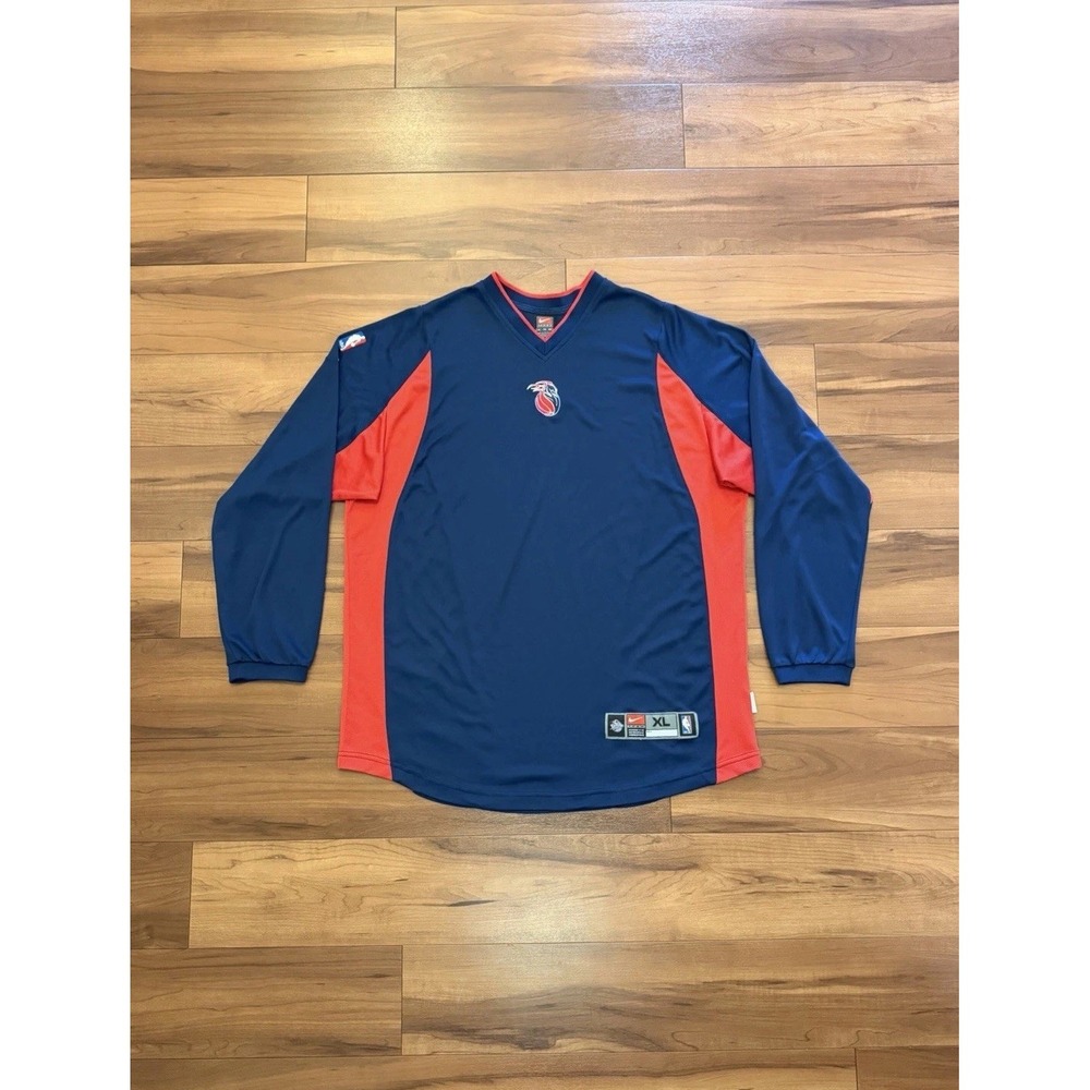 Nike Detroit Pistons Team Issued Long Sleeve Shooting Shirt Blue Mens Size XL